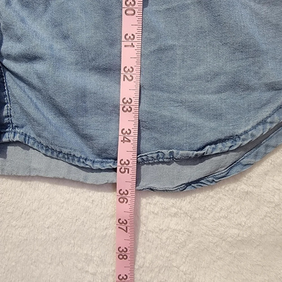 Thread & Supply Lightweight Denim Romper Pockets Collar Drawstring Size M - Picture 9 of 10